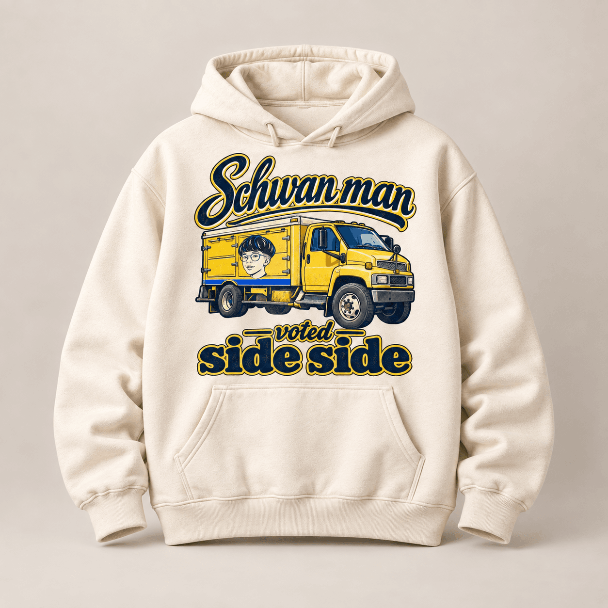 Cream Schwan man voted side side hoodie concept mockup